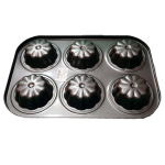 Baking tray, 6 muffins, flower type